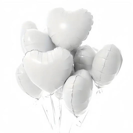 White Heart Foil Helium Balloon - 1 Pc