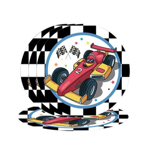Racing Car Theme Party 9 Inch Paper Plates Set