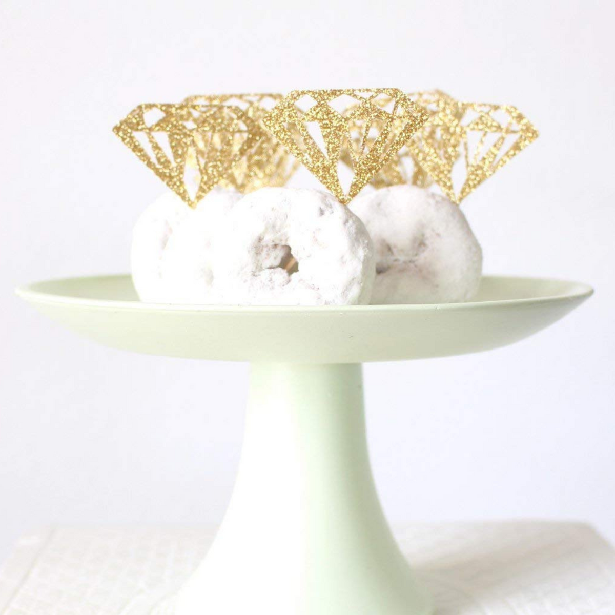 Glittery Gold Diamond Donut Toppers