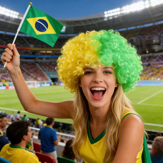 FIFA World Cup Fan Cheering Wig - Green Yellow Color