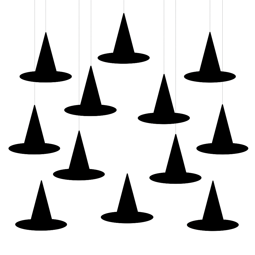 Spooky Black Hanging Hats 12 Pc