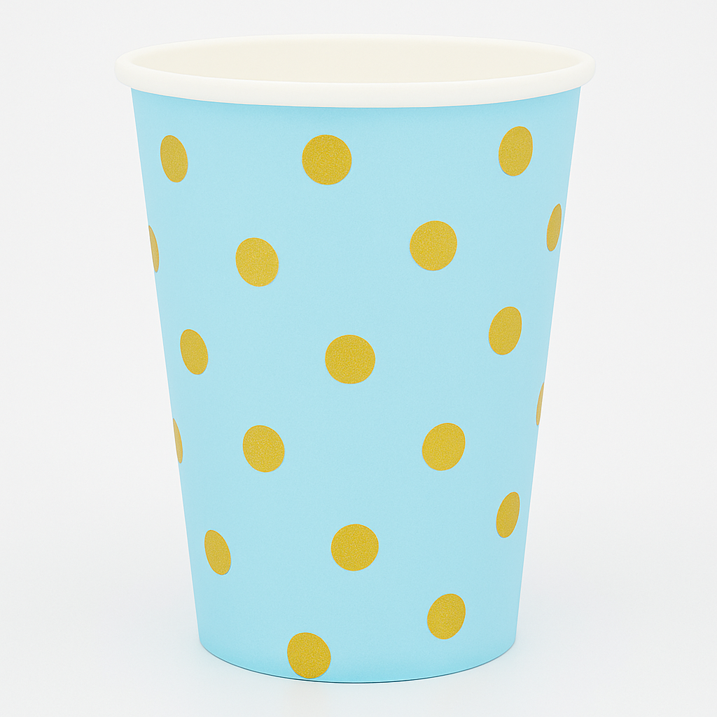 Light Blue and gold Theme Cups 10 Pcs