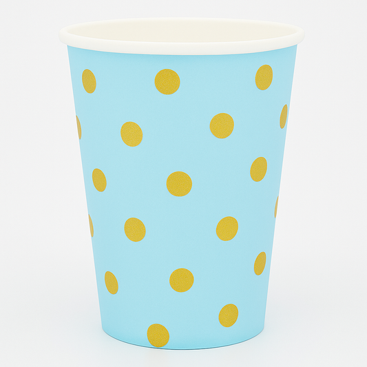 Light Blue and gold Theme Cups 10 Pcs