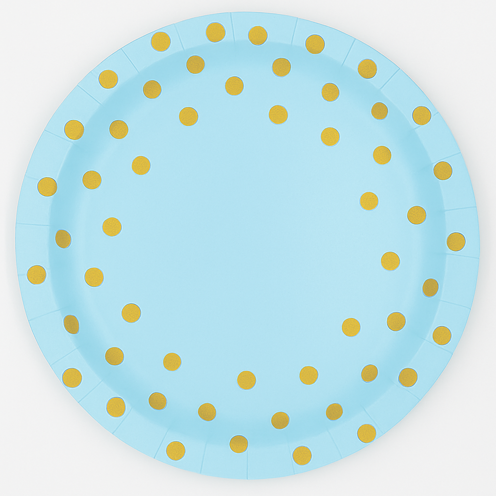 Light Blue and gold Theme 7" plates 10 Pcs