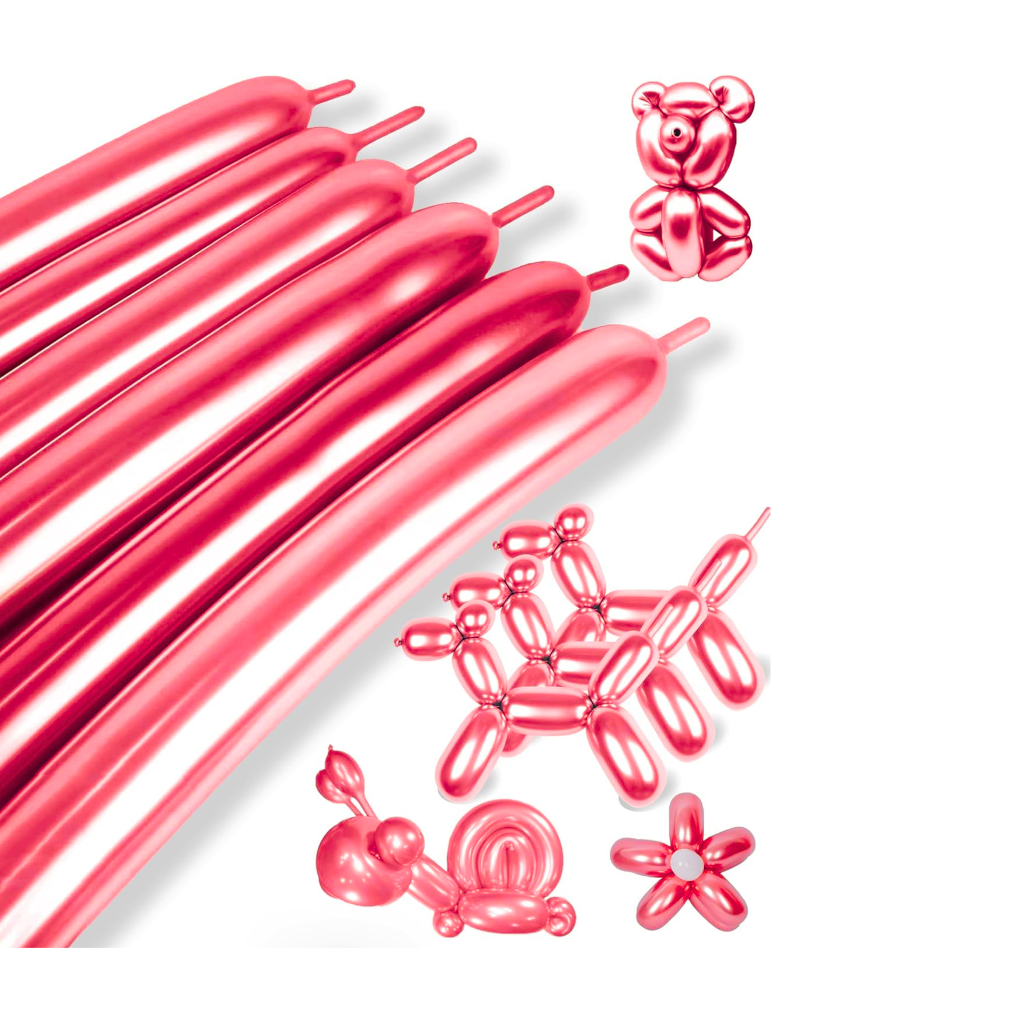 Chrome Long 260 Balloons (Rose Red)