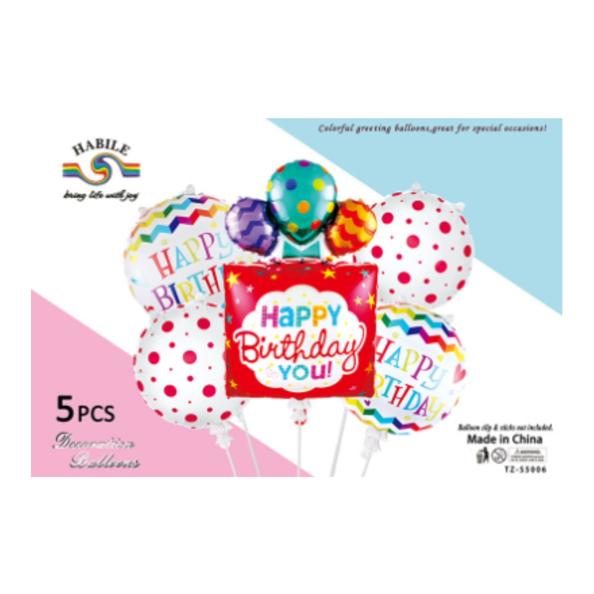 Happy Birthday Shape Foil Balloons Set