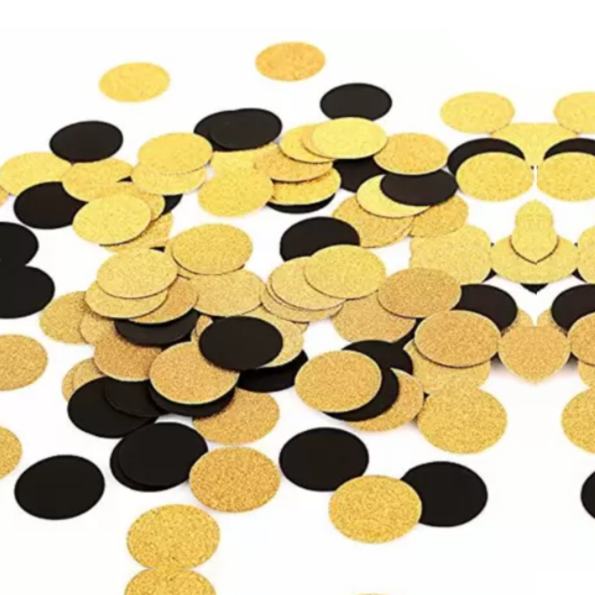 Glitter Gold and Black Paper Confetti Circles