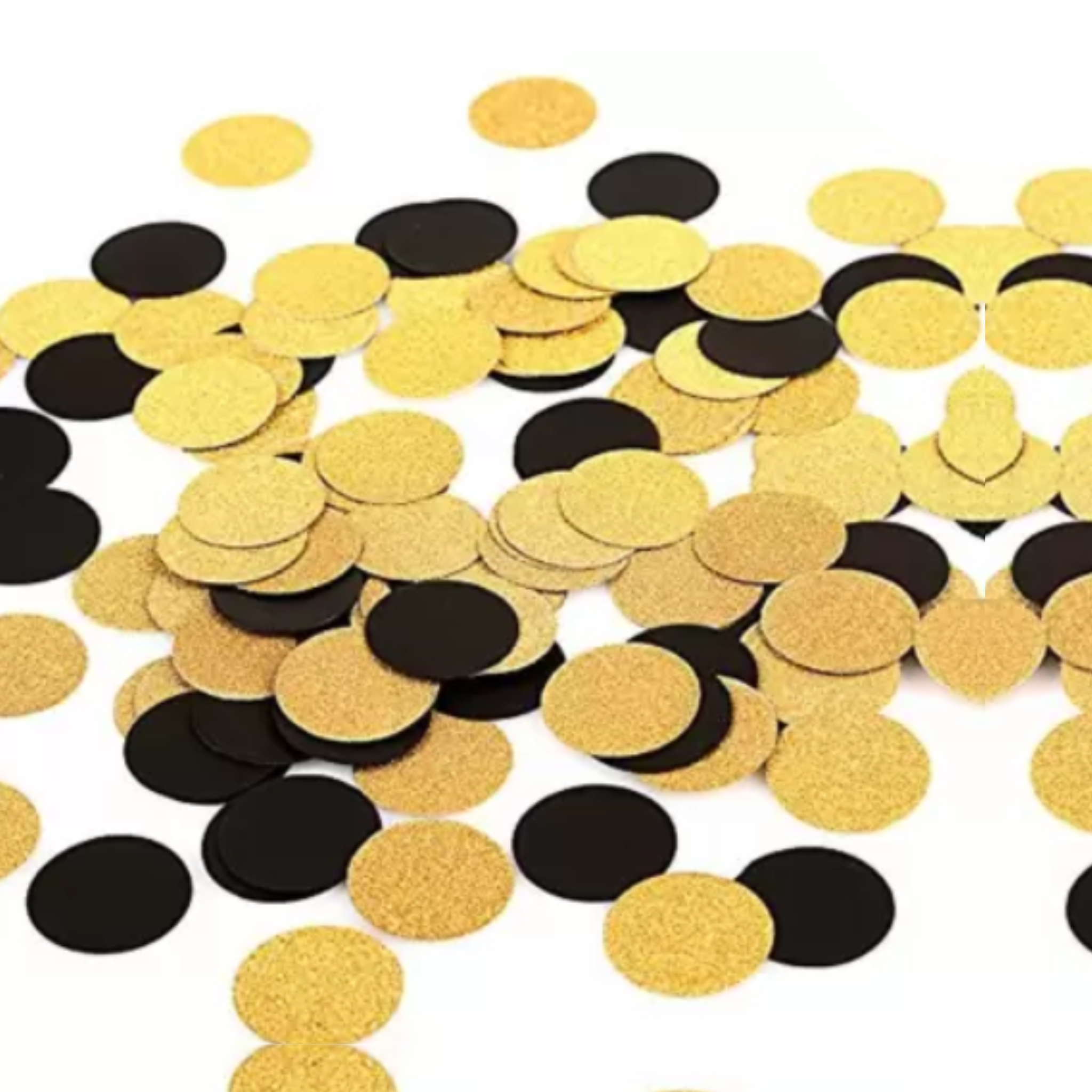 Glitter Gold and Black Paper Confetti Circles