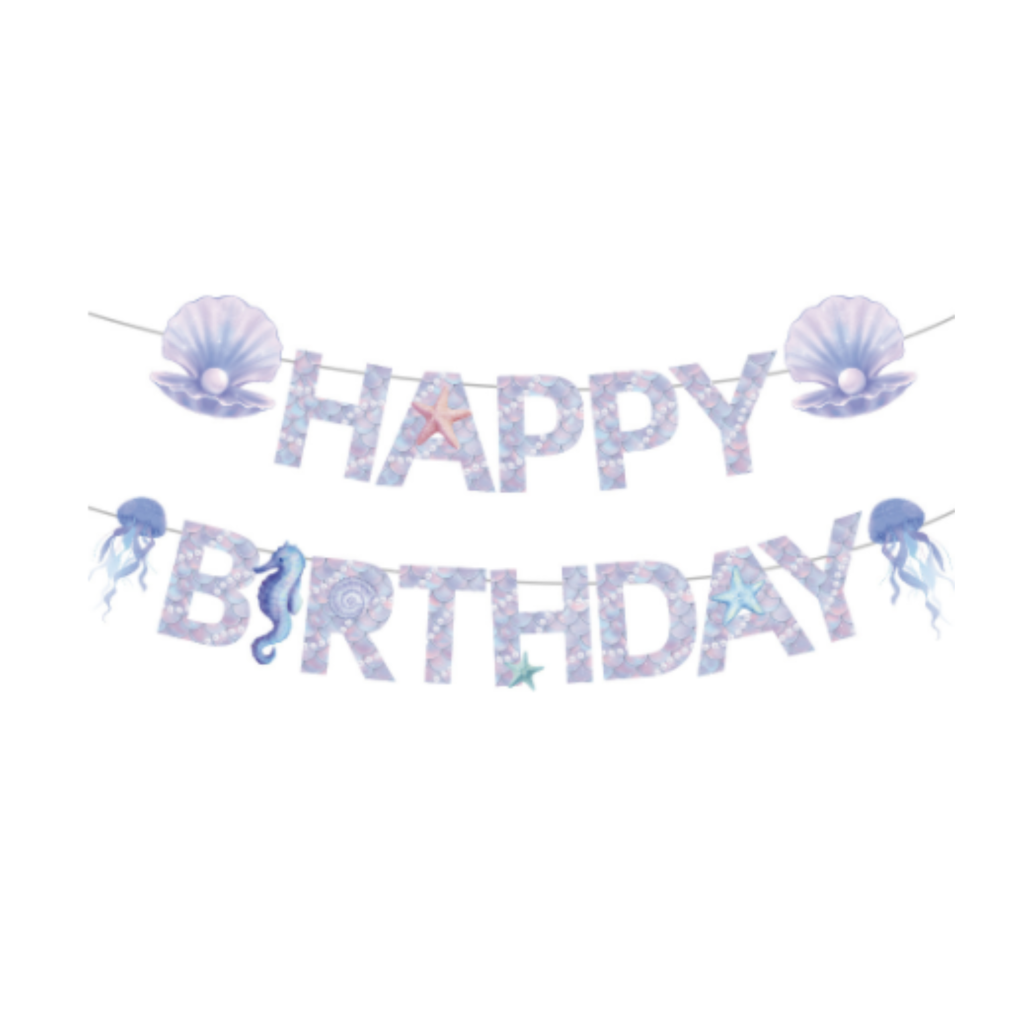 Mermaid Theme Happy Birthday Banner