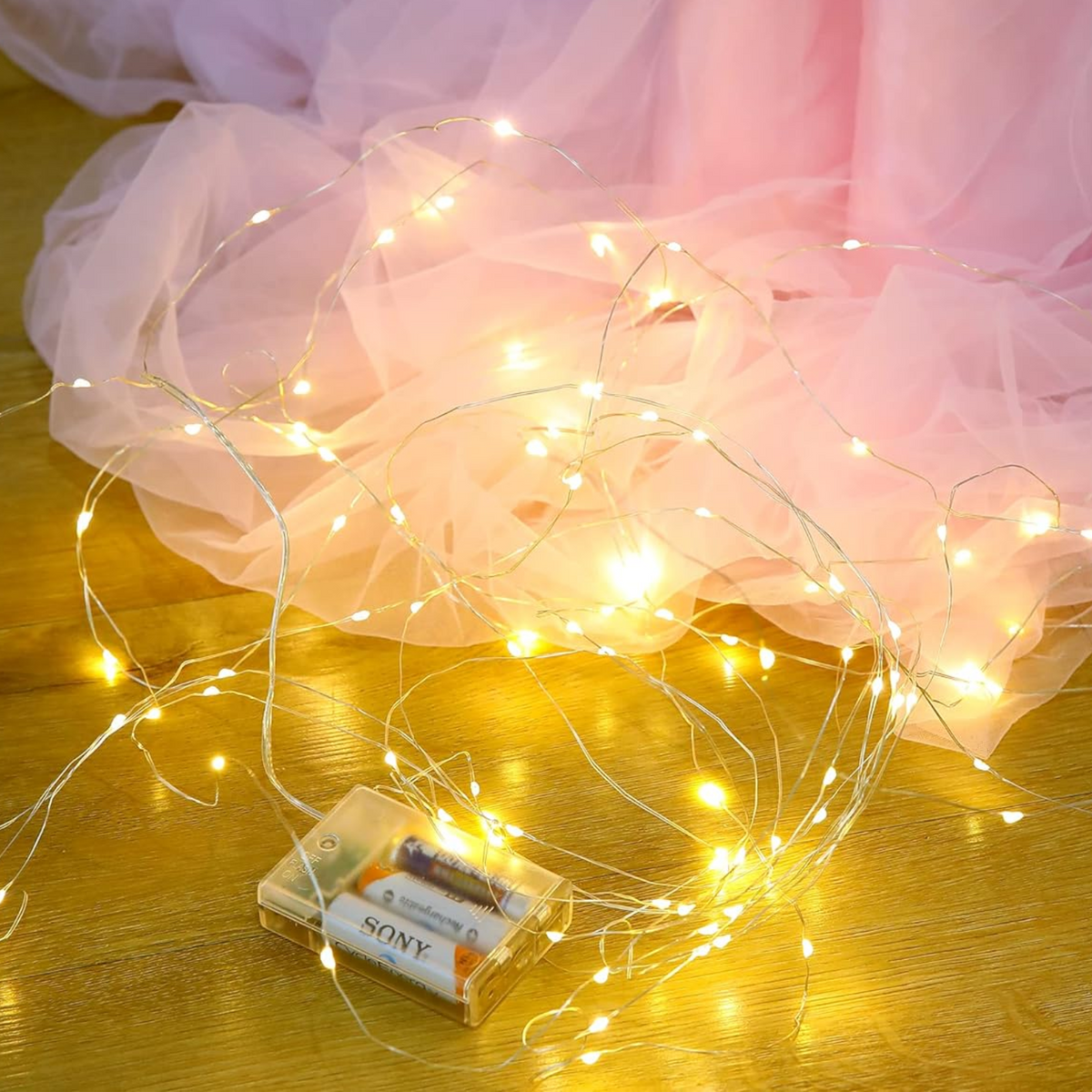 White Tulle Table Skirt with Lights