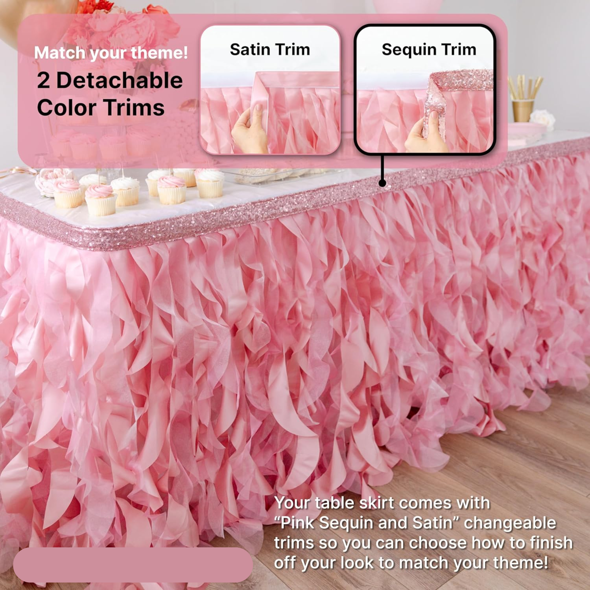 Coral Pink Table Skirt
