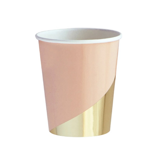 Pastel Pink Marble & Gold Foil Cups Set