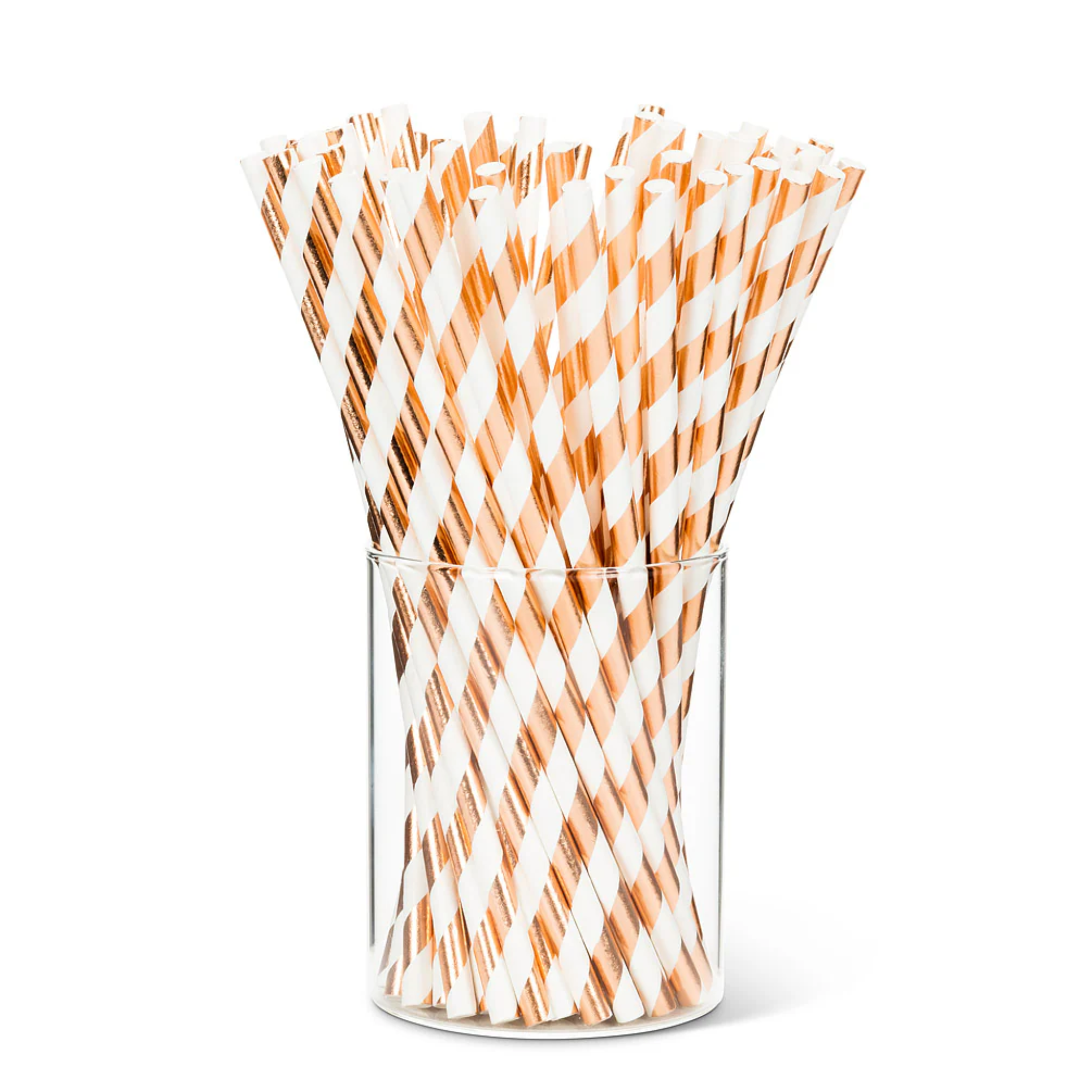 Striped Rose Gold Paper Straws Set