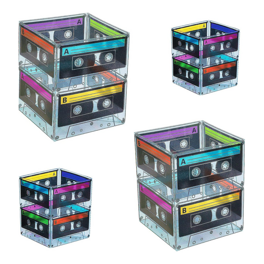 80s Theme Novelty Cassette Tape Bucket Centerpieces Set