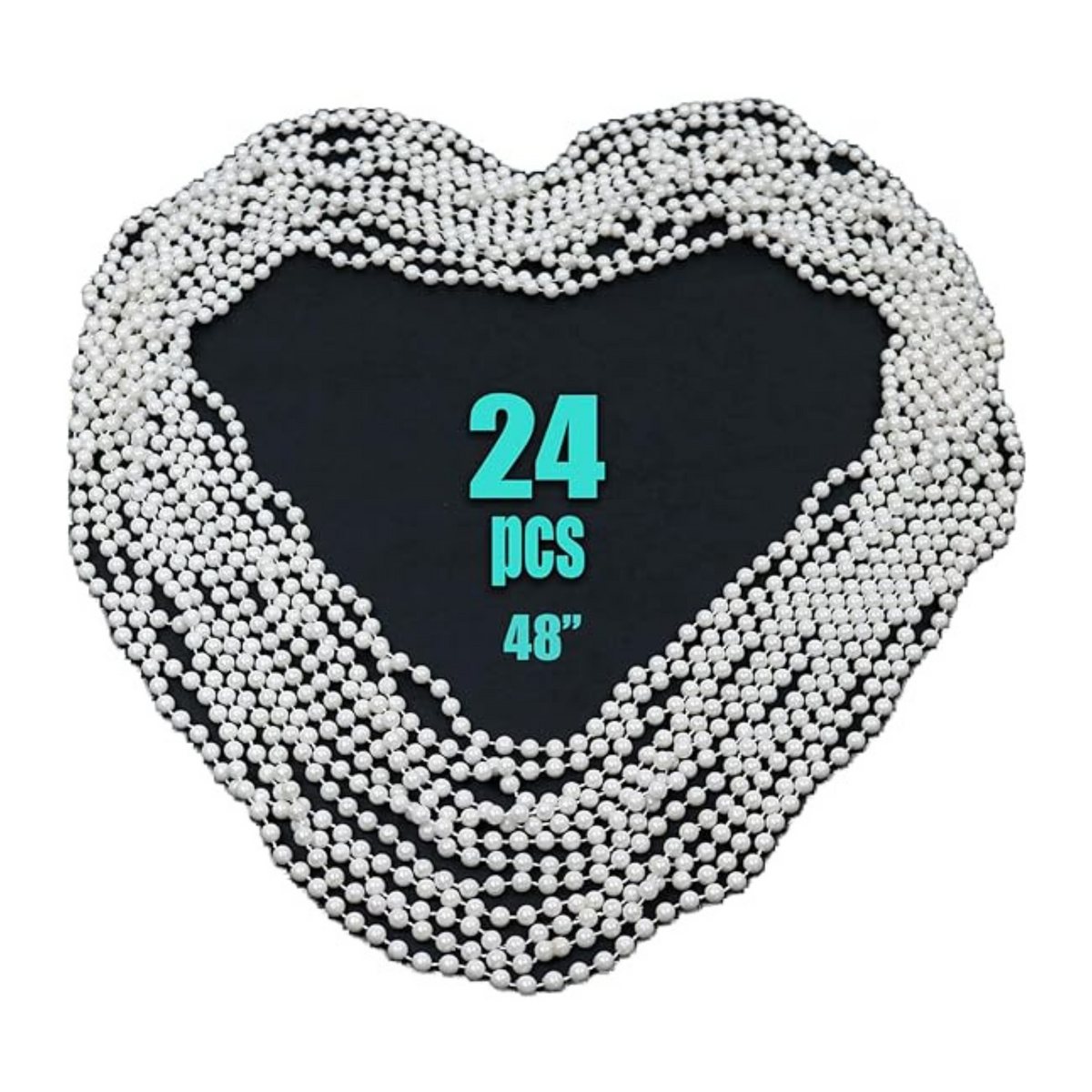48" Faux White Pearl Bead Necklaces