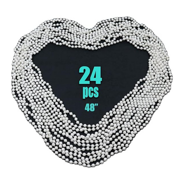 48" Faux White Pearl Bead Necklaces