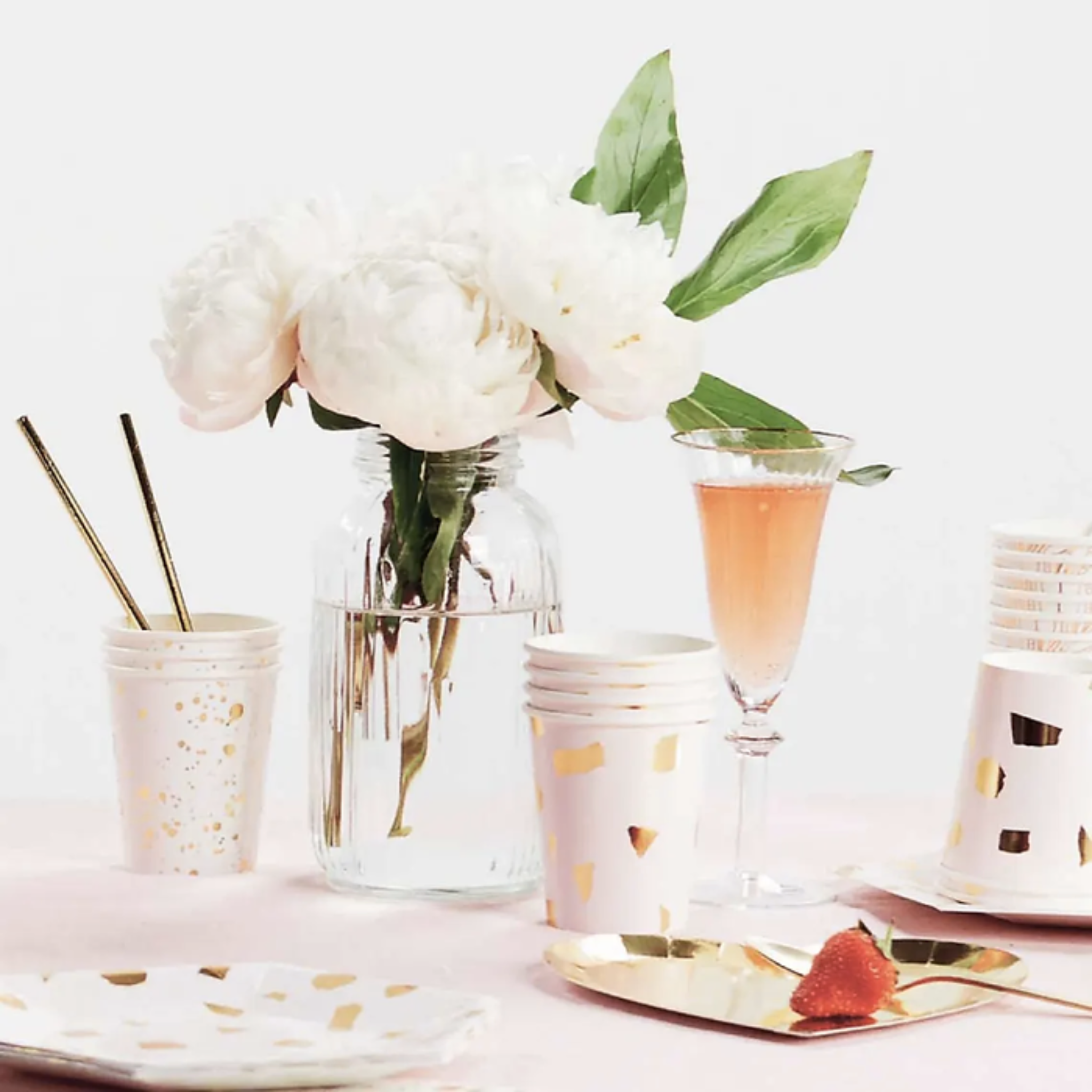 Rose Gold Foil Terrazzo Tableware Set