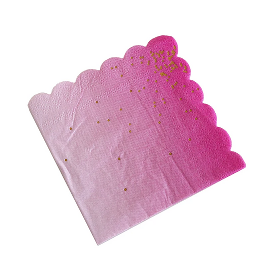 Pink Ombre with Gold Foil Dots Paper Napkins Set
