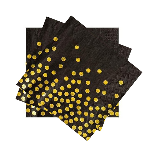 Gold and Black Theme Party Paper Napkins Set