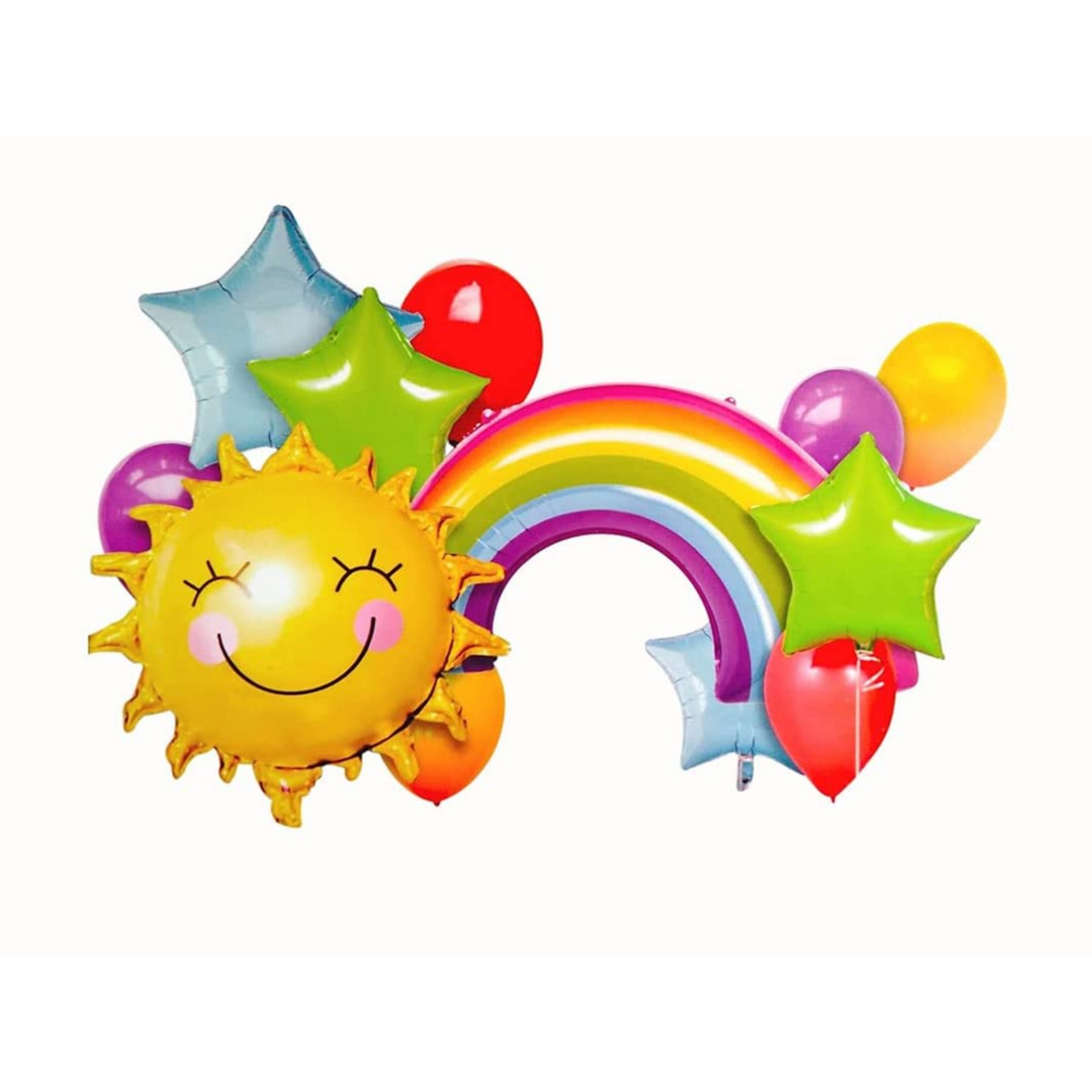 Rainbow Theme Foil Balloons Set