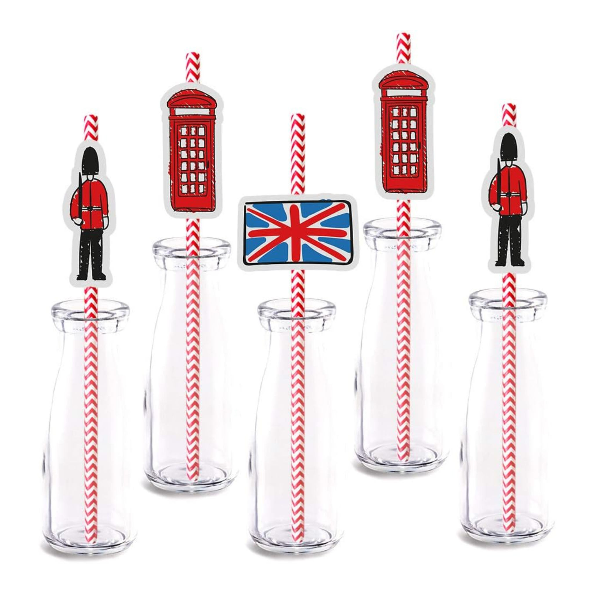 London Theme Party Decorative Straws Set