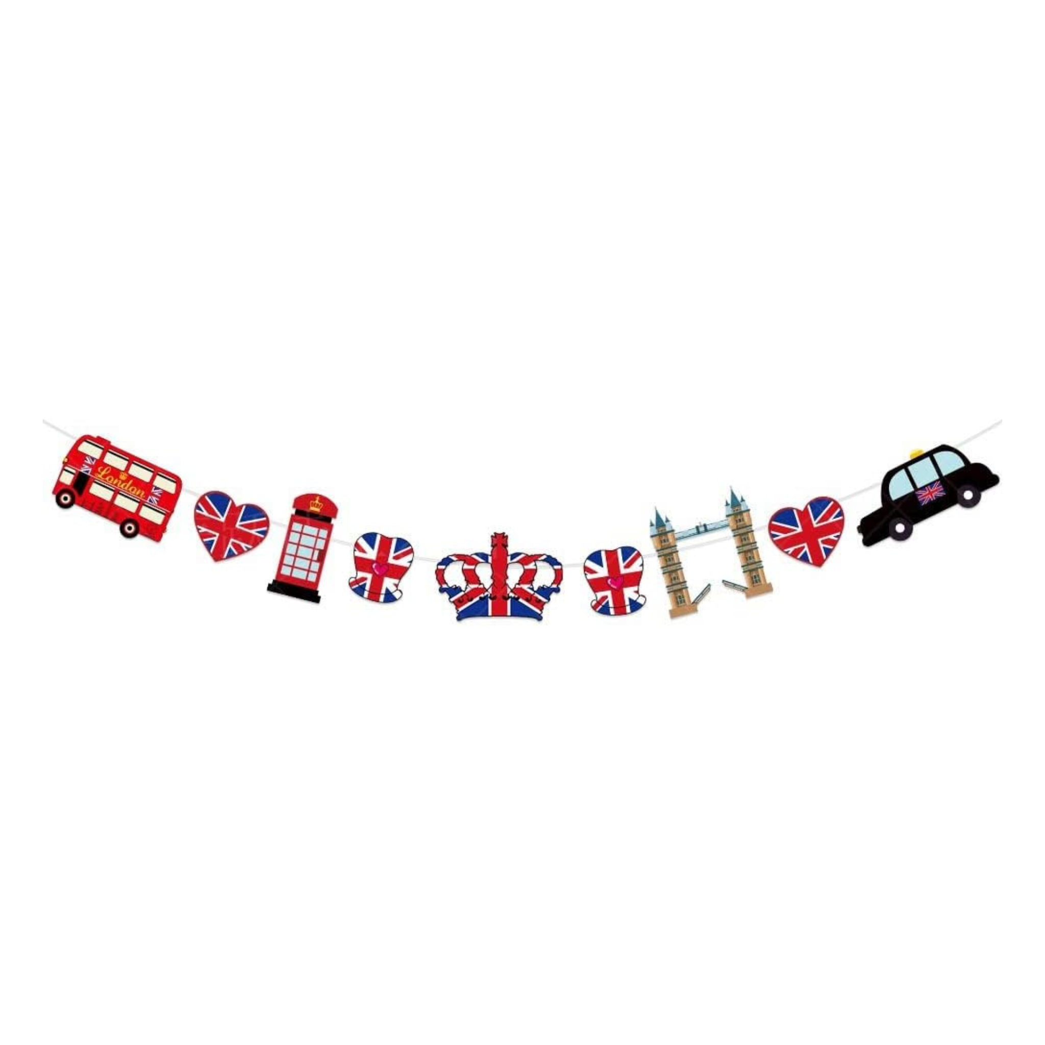 2m British Party Bunting - 9 Flags