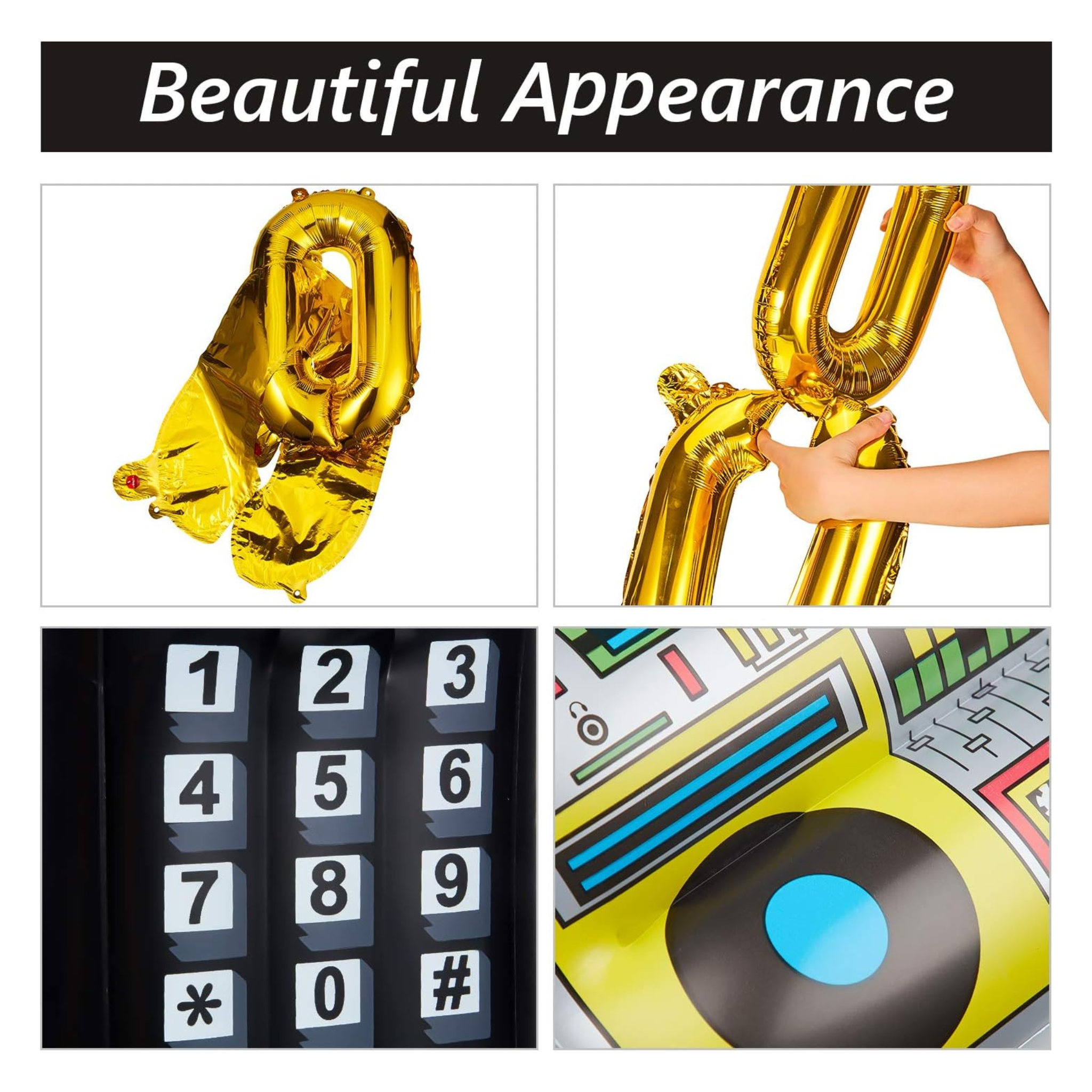 Retro Inflatable Party Pack: Boombox, Phone & Gold Chain!