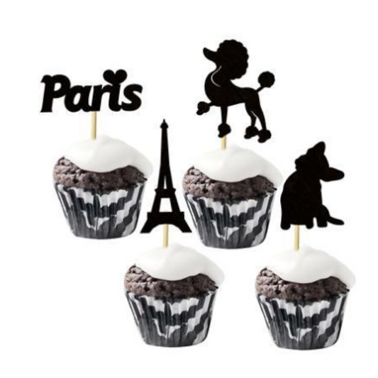 Paris Theme Cupcake Toppers Set