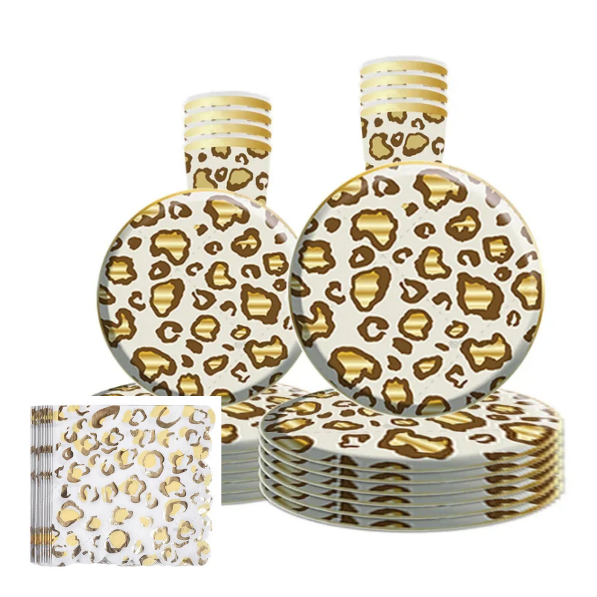 Animal Gold Leopard Theme Party Tableware Set