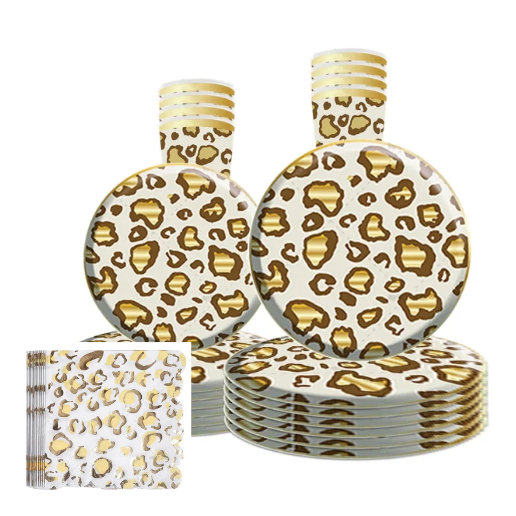 Animal Gold Leopard Theme Party Tableware Set