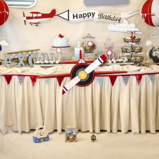 Plane Theme Party White Table Skirt