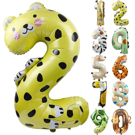 Animal Themed Numbers Foil Balloons (40 inch)