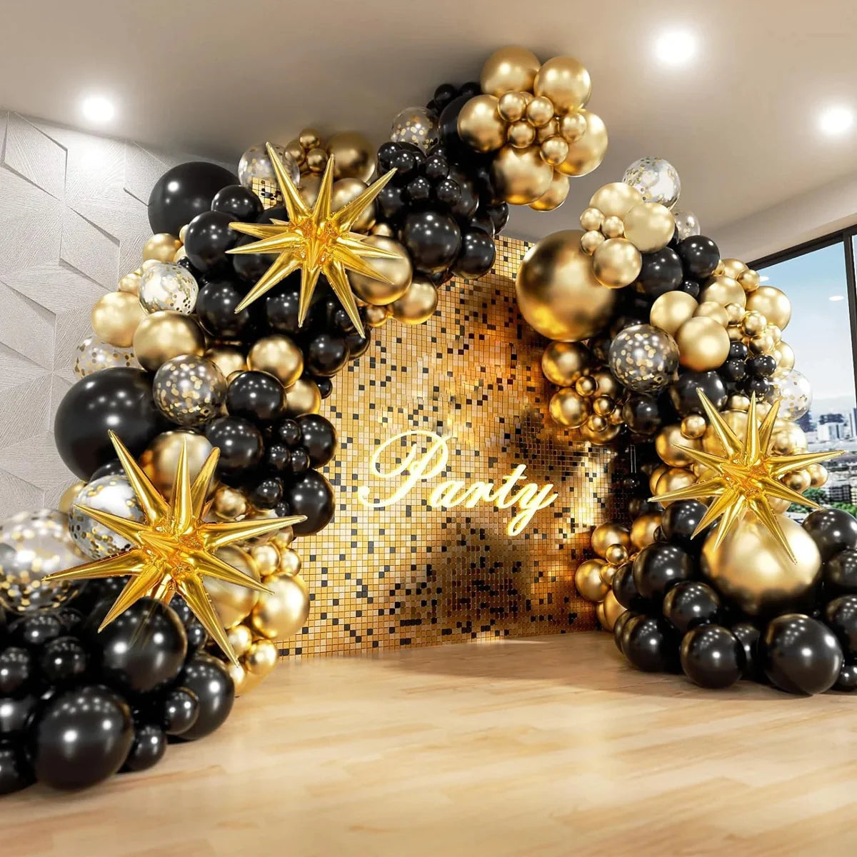 Black & Gold Balloon Garland