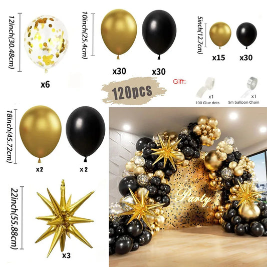 Black & Gold Balloon Garland