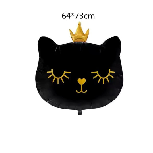 Crowned Cat Head Foil Balloon