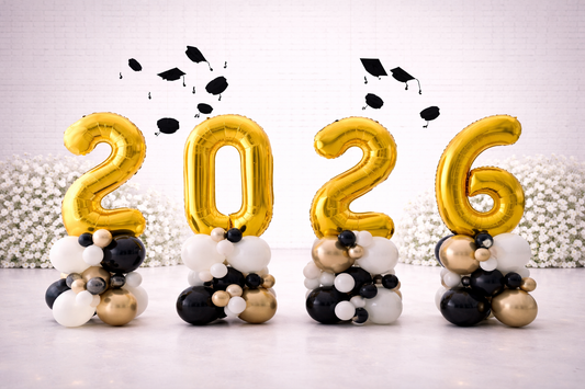 Graduation 2026 Balloon Setup with Separate Number Bases
