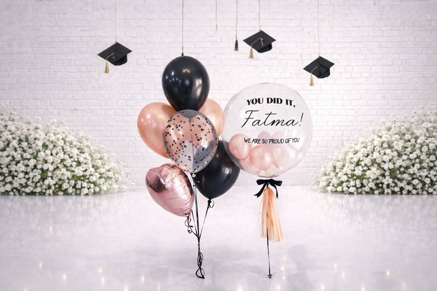 Graduation Balloon Bouquet with Customized Bobo Balloon