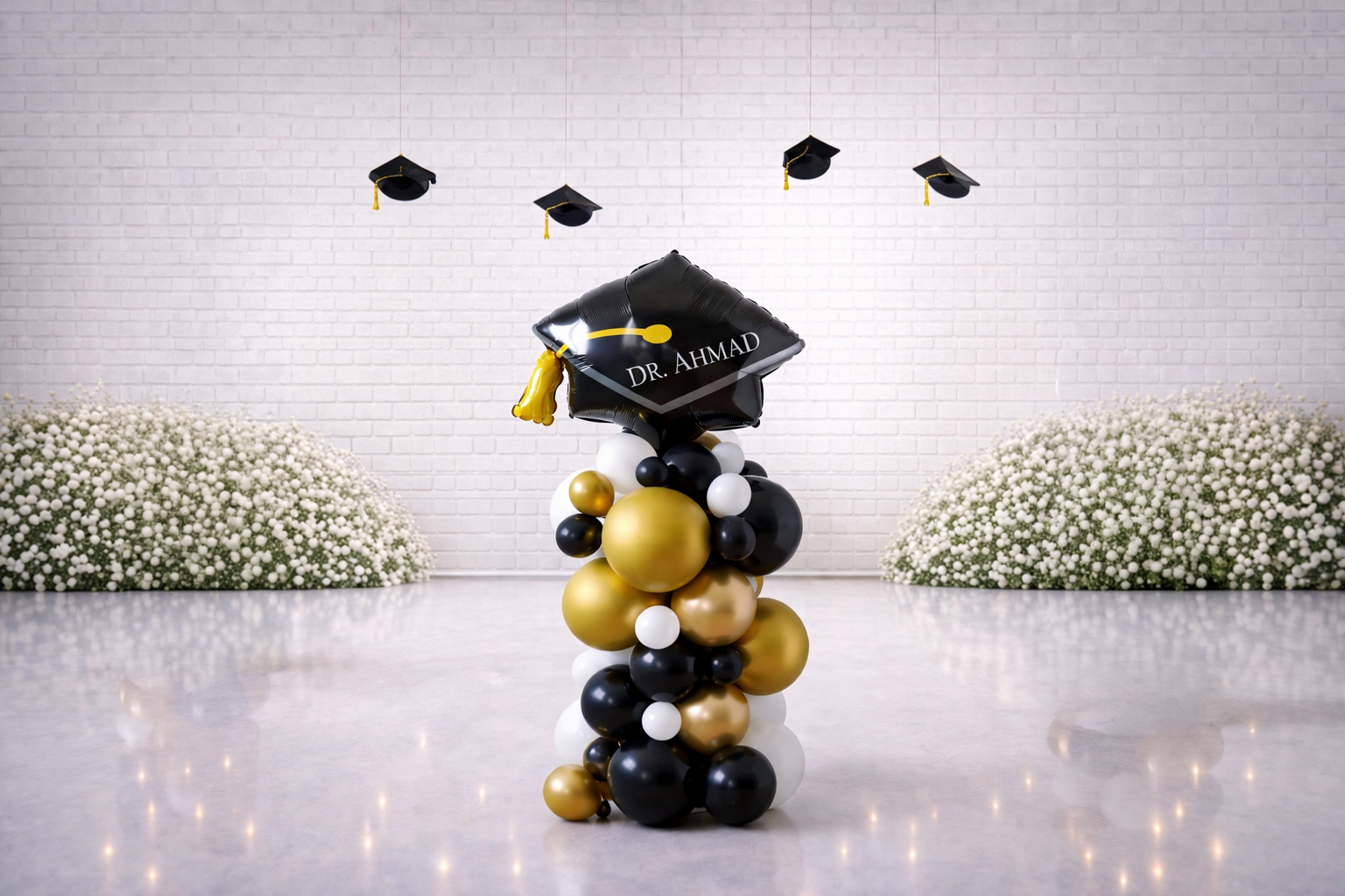 Graduation Balloon Pillar with Custom Name