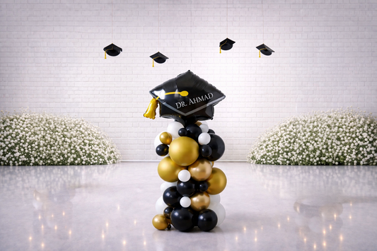 Graduation Balloon Pillar with Custom Name