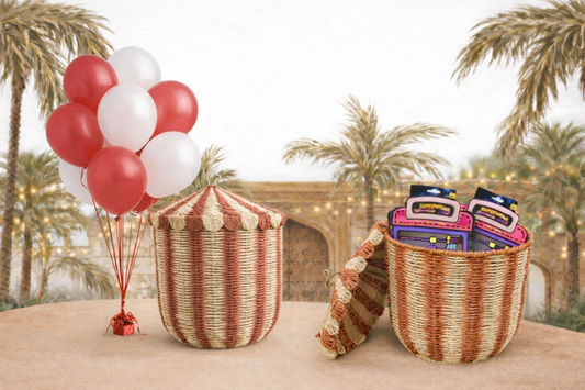 Garangao Circus Tent Set - 12 Pcs Garangao Bags, Basket & Balloons