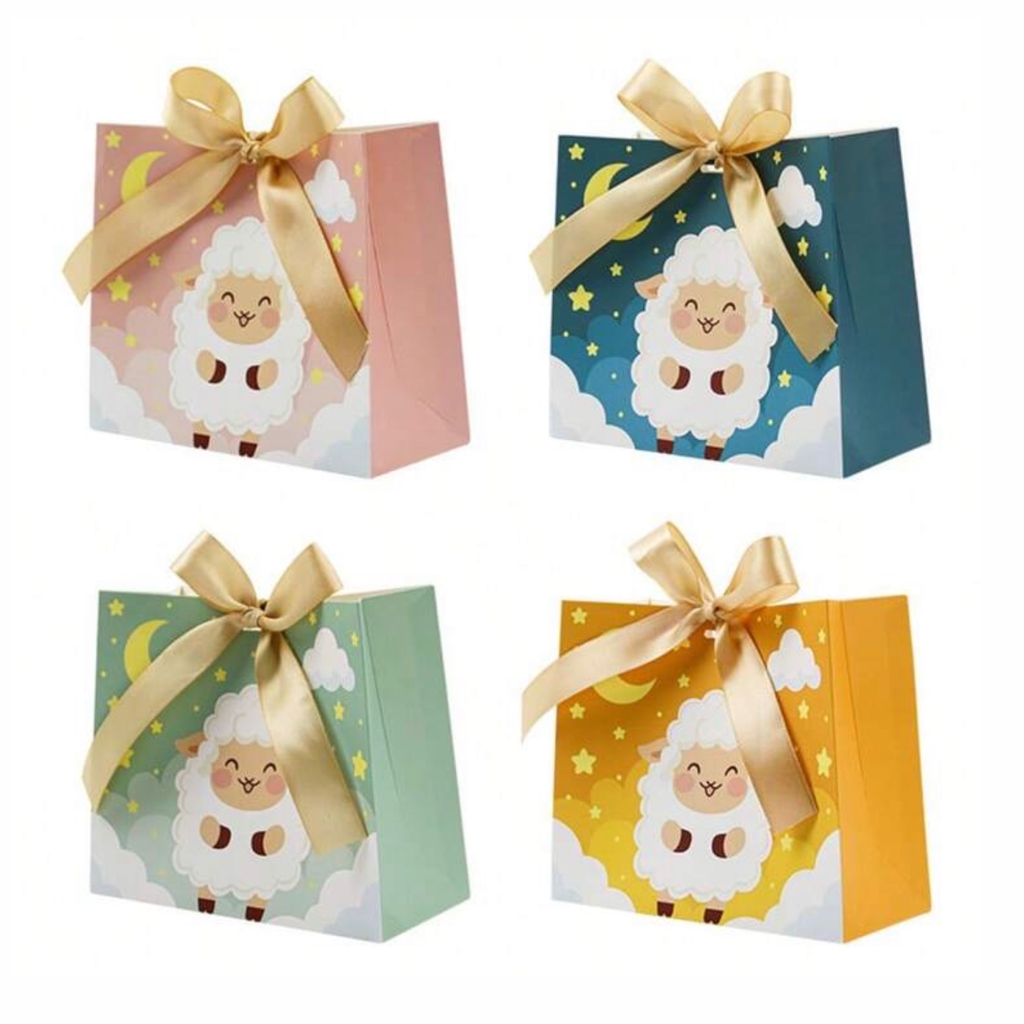 Eid Al Adha Cute Candy bag with gold Ribbon - 4 Pcs (14*12 CM)