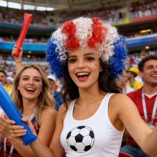 FIFA World Cup Fan Cheering Wig - Blue & White & Red Color