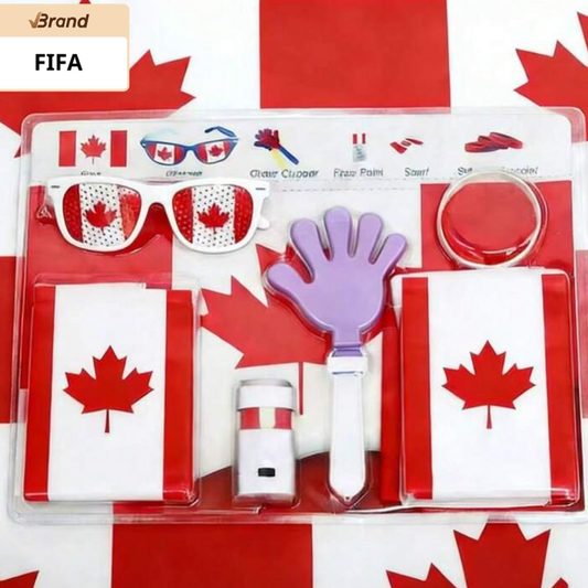FIFA 2026 Worldcup CANADA Football Fan Supplies Set - Flag, Glasses, Clapper, Face Paint , Cheering Props