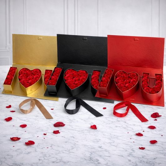 I Love you Flower Box with preserved flowers - 1 Pc (Random Color)