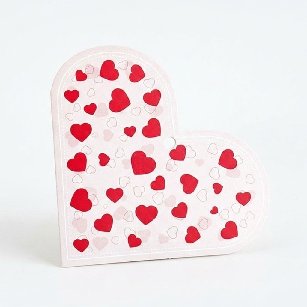 Love heart Shape Hanging Greeting Card - White