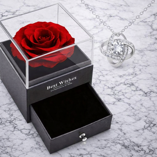 Necklace Gift Box with 1 Preserved Rose