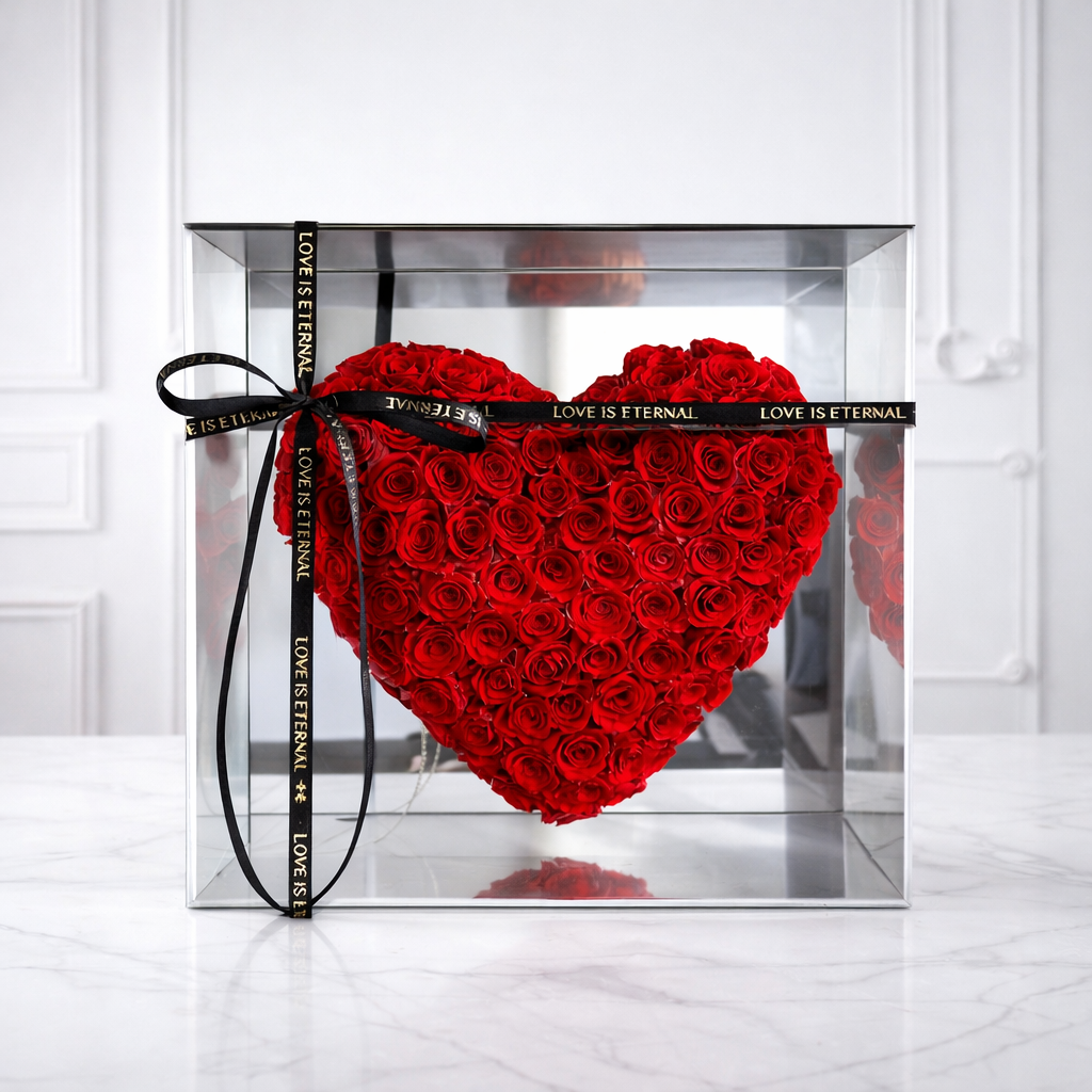 Hand Made Heart Shaped Preserved Flowers 35*35 Cm