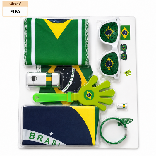 FIFA 2026 Worldcup Brazil Football Fan Supplies Set - Flag, Glasses, Clapper, Face Paint , Cheering Props