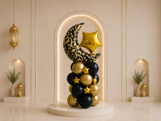 Eid Luxury Black and Gold Moon Pillar