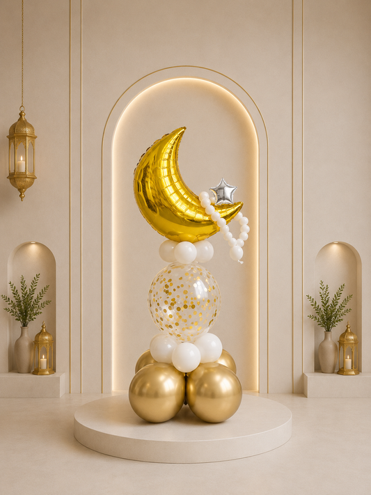 Eid Gold Moon Confetti Arrangement